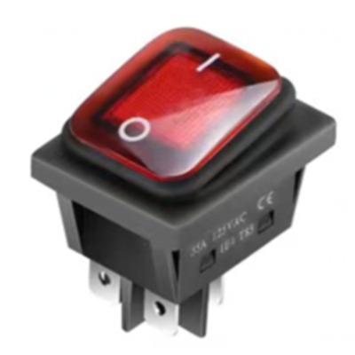 KCD4防水船型跷板开关四脚六脚有无灯带线滴胶大电流35A